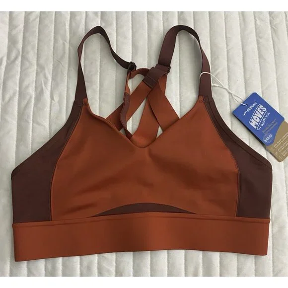 Brooks 34A/B Copper Run Raisin Drive Interlace Sports Bra Compression Wicking - Picture 8 of 11